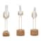 Set of 3 White Polystone Contemporary Sculpture, 15", 15", 14"